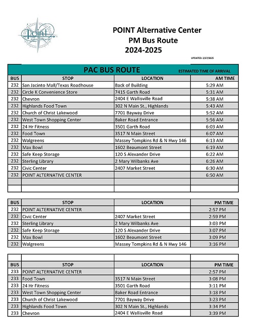 Bus schedule